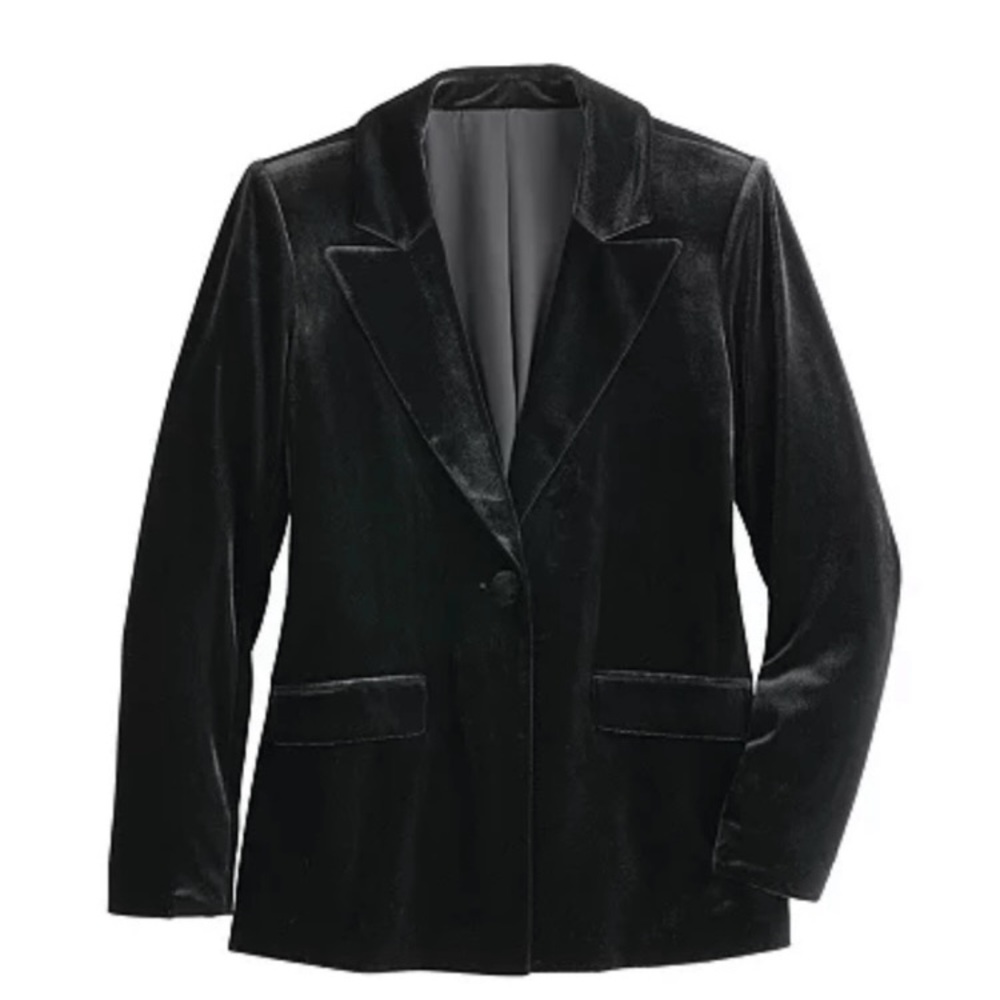 Nine West Cara Santana X Black Velvet Blazer Jacket